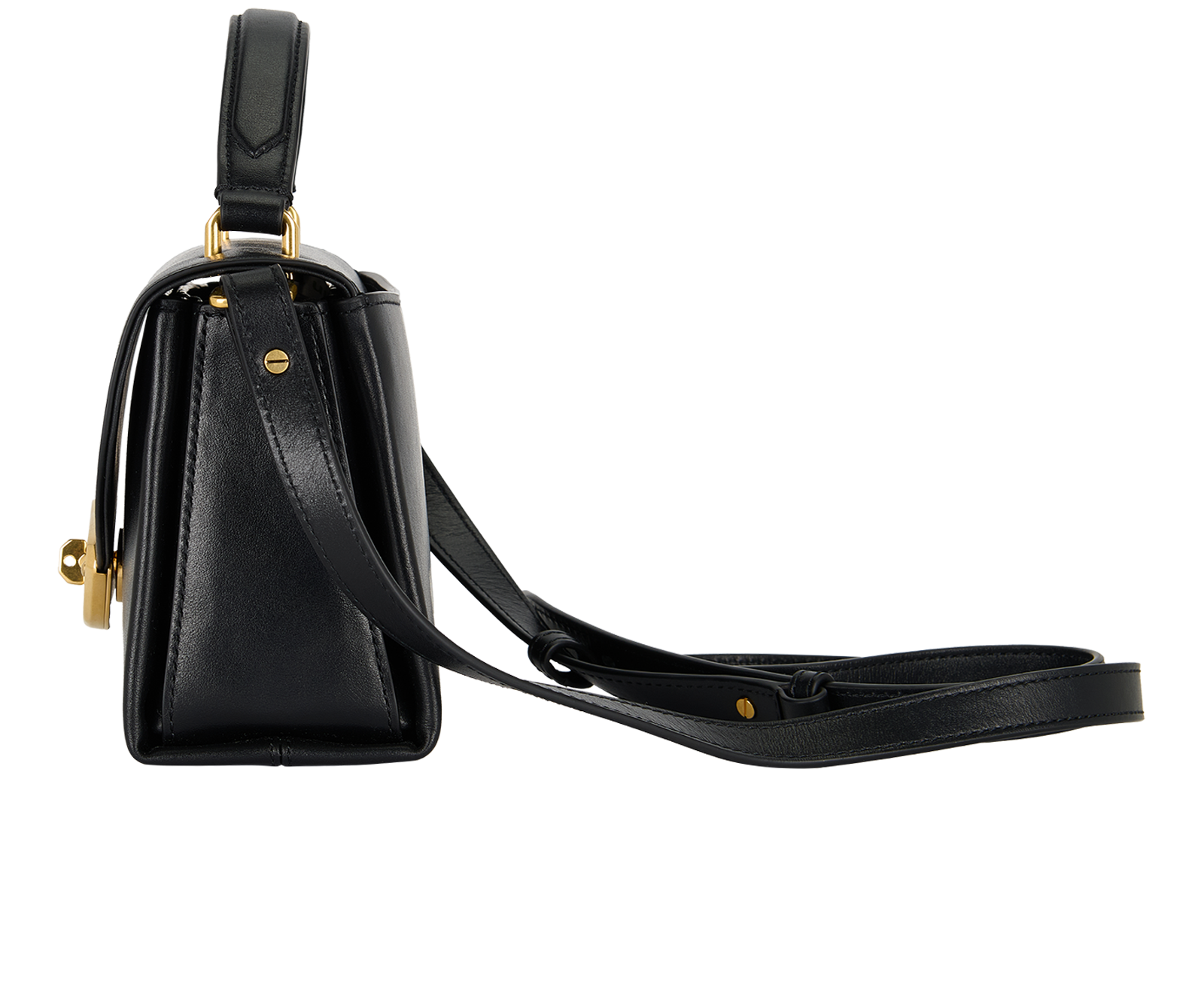 Small Lana Top Handle Bag, &pound;595, Handbags, Black, Leather, Bottom view